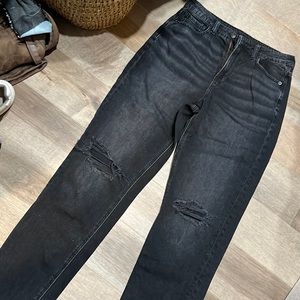 American eagle mom black ripped jeans, size 4 long